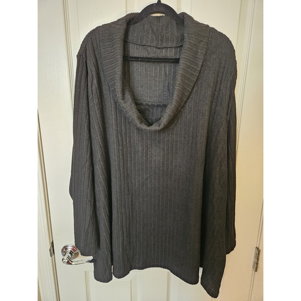 Bloomchic Textured Soft Ribbed LS Knit Cowl Neck Pullover Sweater, Plus 28
